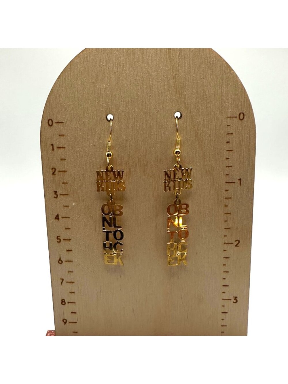 New Kids on the Block Gold Tone N.K.O.T.B. 90's Dangle Earrings NEW NKOTB